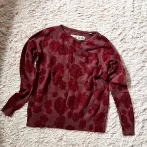 Jack Wills Burgandy Floral Whimsygoth Dark Fairy Grunge Romance Feminine Sweater